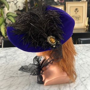Edwardian Era Formal Hat Black Feathers